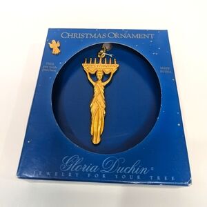 Gloria Duchin Gold Tone Happy Kwanzaa Christmas Ornament With Bonus Angel Pin